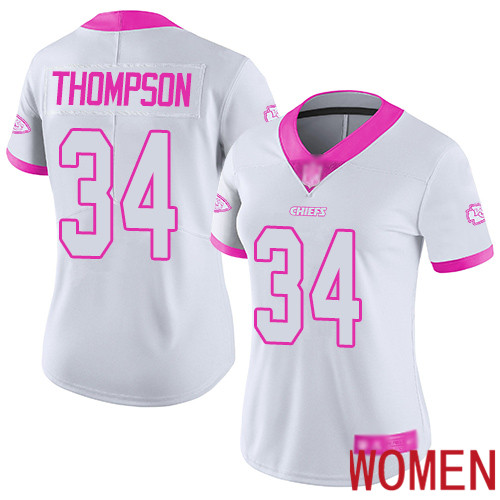 Women Kansas City Chiefs #34 Thompson Darwin Limited White pink Rush Fashion Football Nike NFL Jersey->youth nfl jersey->Youth Jersey